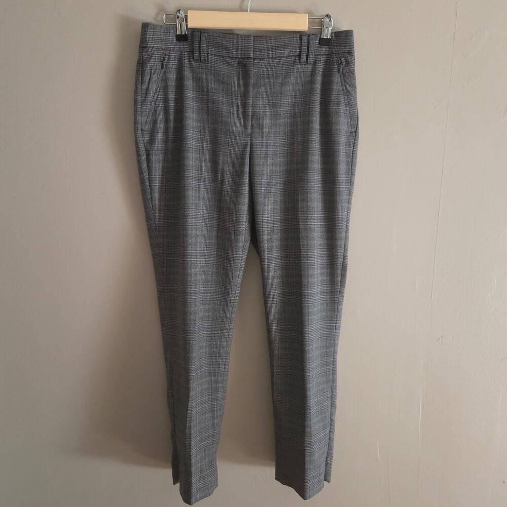 White House Black Market Slim Ankle Pants Gray Plaid Zip Pockets & Ankle Sz 6